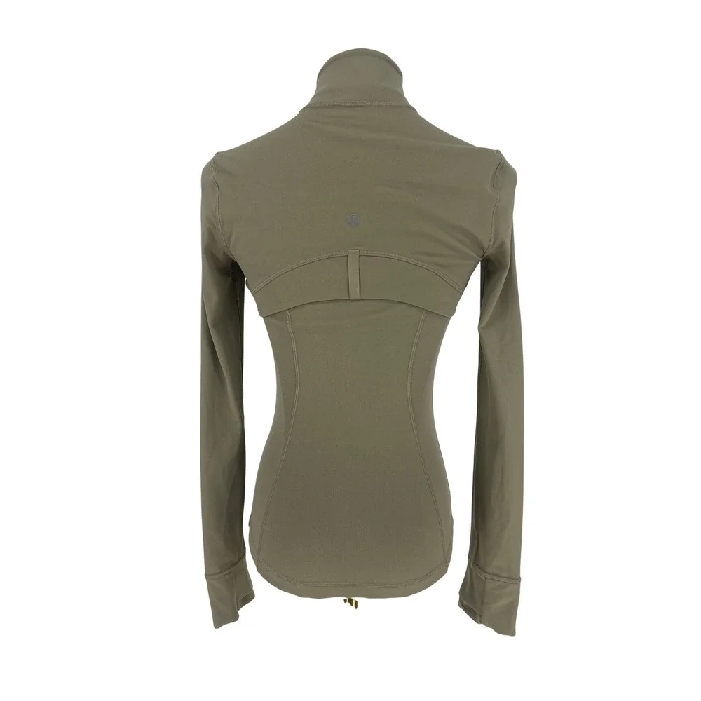 Lululemon Define Jacket Nulu Fog Green Size 2 Slim Fit Thumbholes